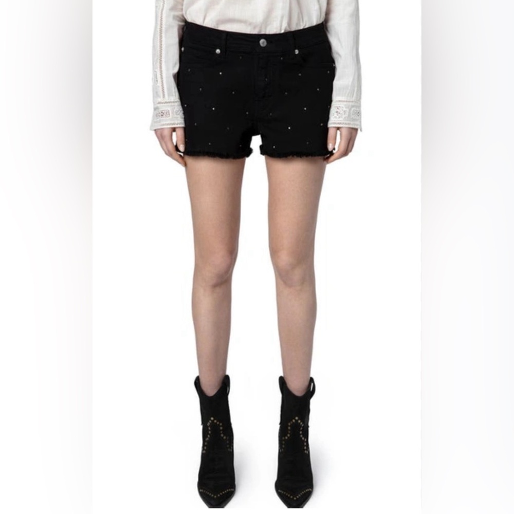 Zadig & Voltaire NWOT Storm Strass Crystal Embellished Denim Shorts Sz 4